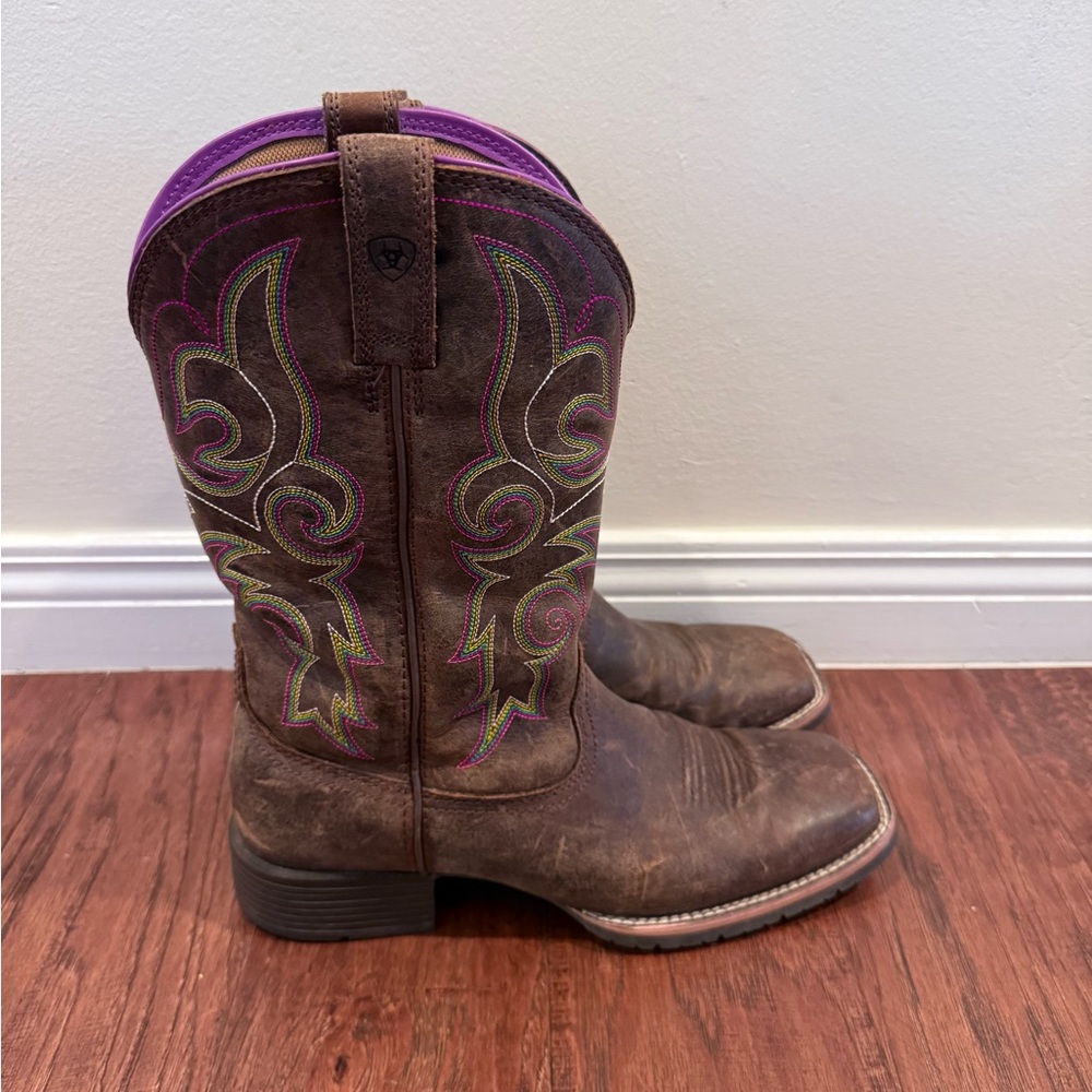 Ariat Women's Brown Boots with Purple Accents